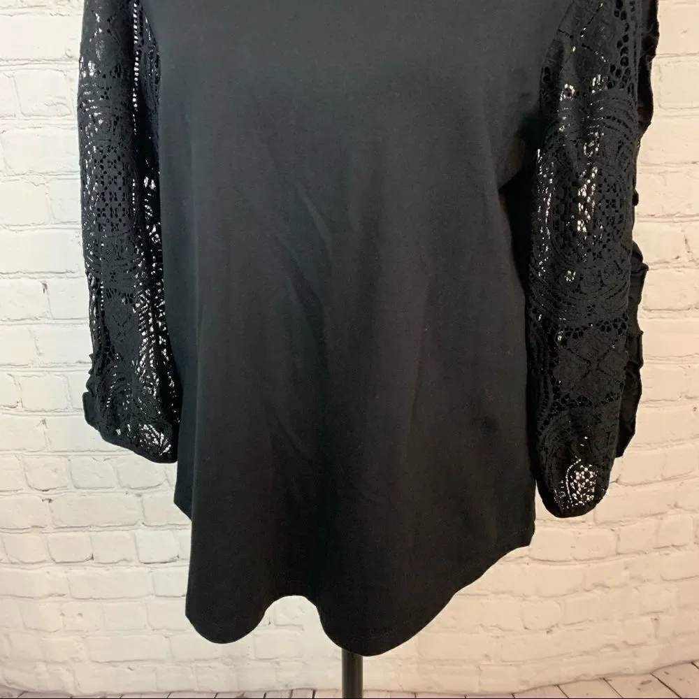 Anthropologie Nina lace sleeves Top size Small balloon sleeve 100% cotton - Picture 4 of 11